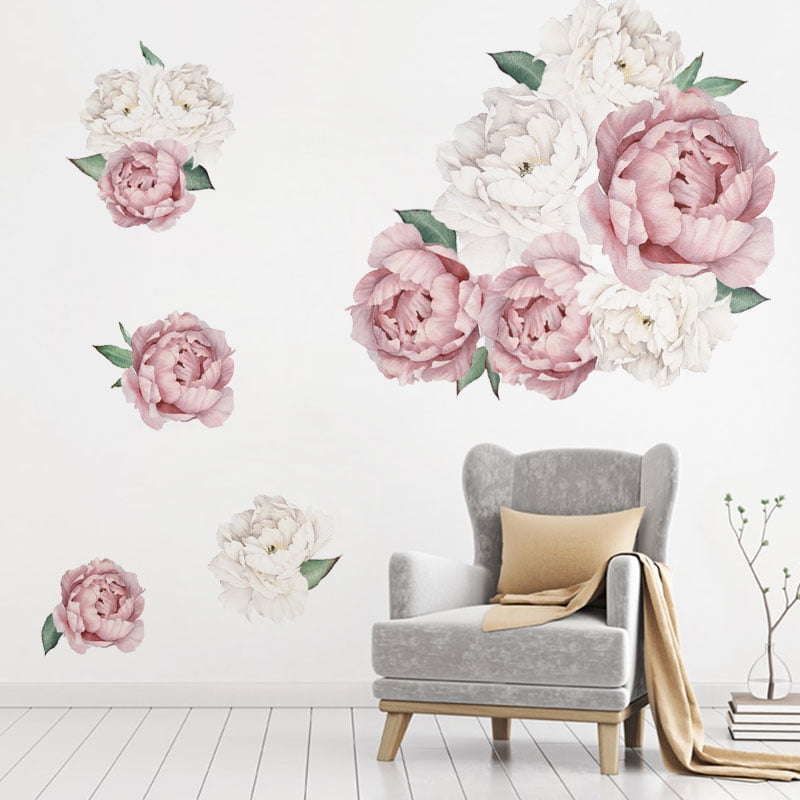 Peony Rose Flowers Wall Sticker Art Decals Bedroom Decor Removable Waterproo